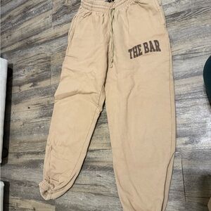 The Bar Beige Joggers with Logo